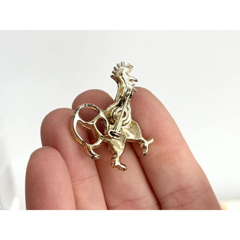 Rooster Figural Blue Rhinestoned Costume Jewelry Brooch | Lapel Pin